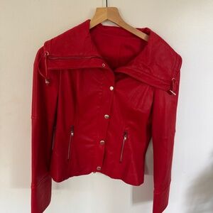 Saint John Red Lamb Jacket Women's Size 11